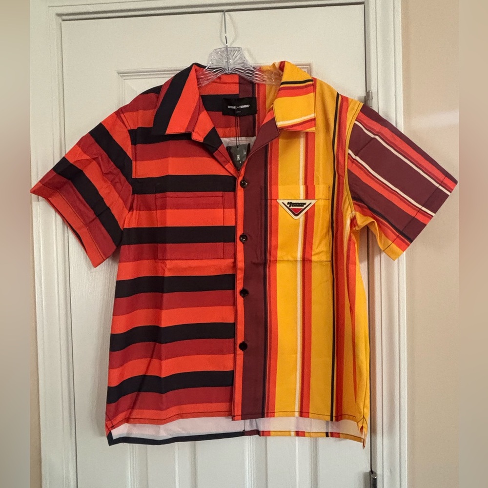 NWT Homme + Femme Men’s Striped Button Down Relaxed Fit, Size Small